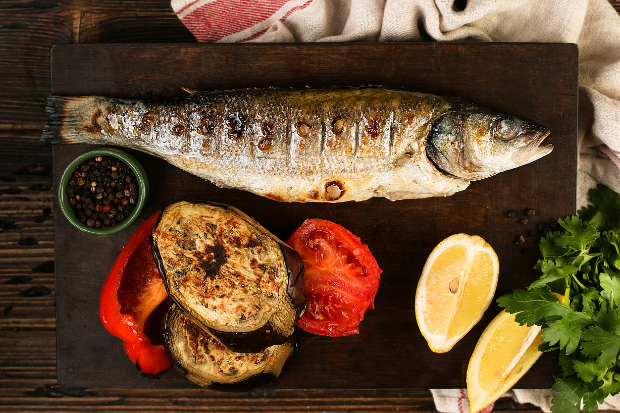 Сибас на мангале